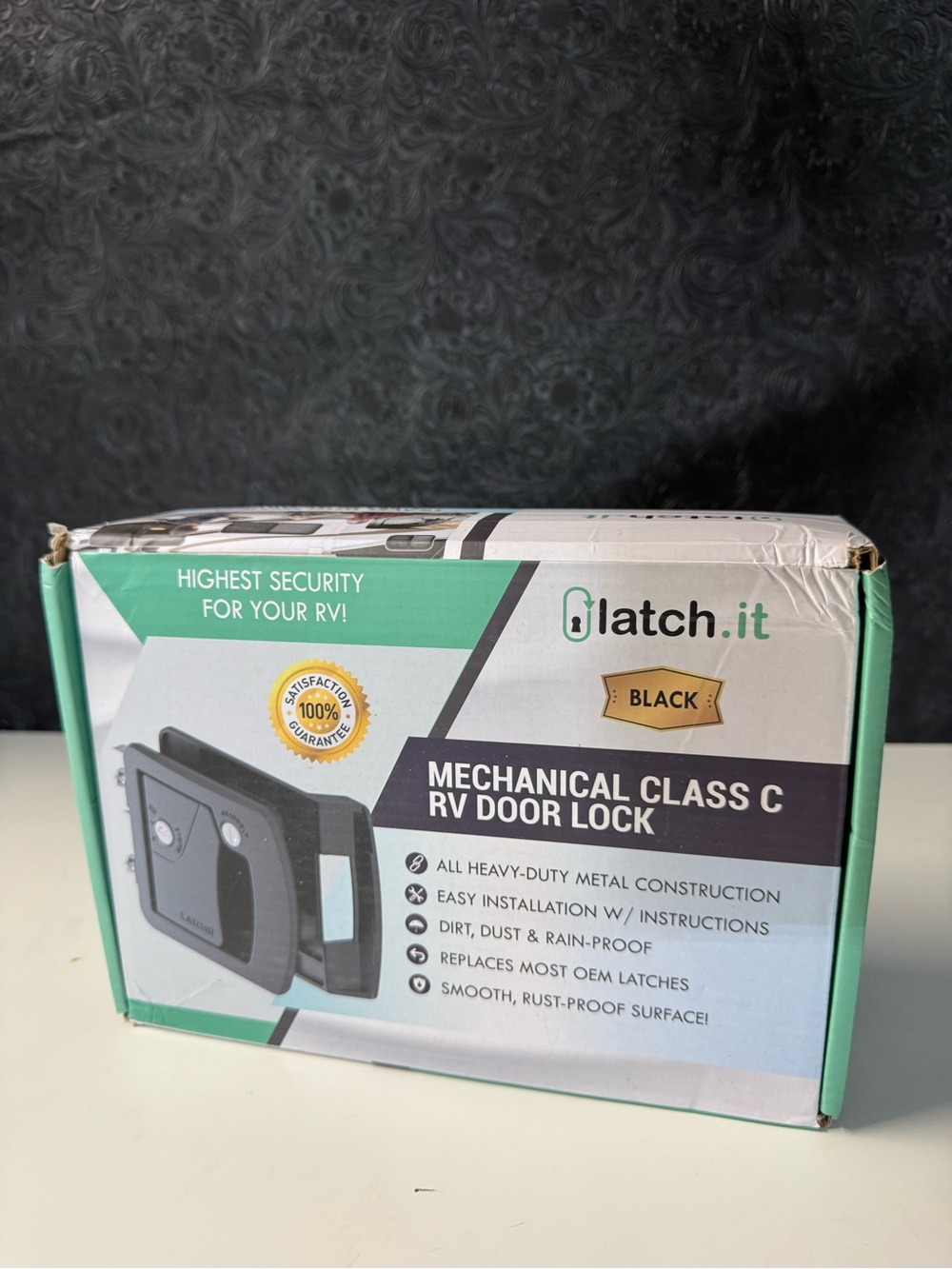 black LATCH.IT Mechanical Class C RV Door Lock